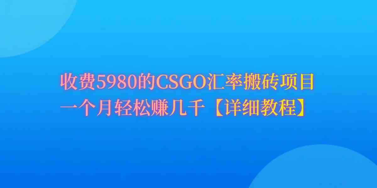 （9776期）CSGO装备搬砖，月综合收益率高达60%，你也可以！-视觉 - 全网资源整合平台 | 网赚教程 项目分享 写真集 软件下载