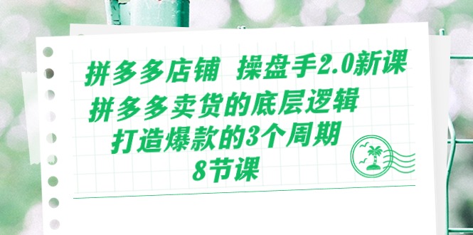 拼多多店铺操盘手2.0新课,拼多多卖货的底层逻辑,打造爆款的3个周期(8节)-视觉 - 全网资源整合平台 | 网赚教程 项目分享 写真集 软件下载