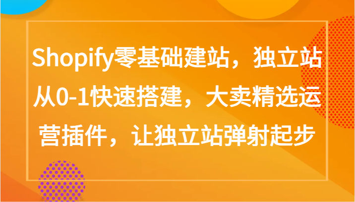 Shopify零基础建站,独立站从0-1快速搭建,大卖精选运营插件,让独立站弹射起步-视觉 - 全网资源整合平台 | 网赚教程 项目分享 写真集 软件下载