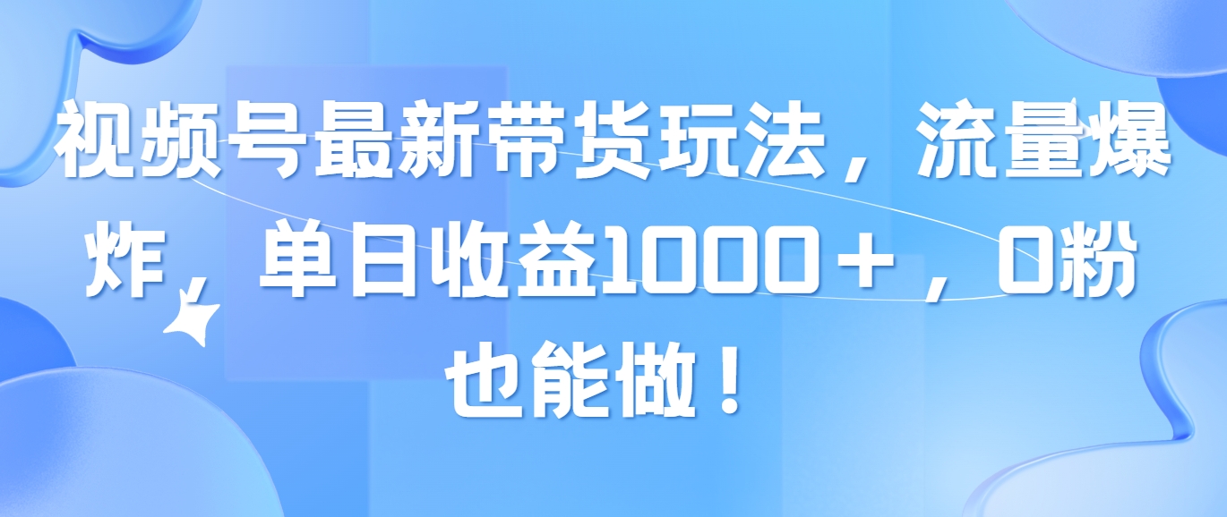 (10858期)视频号最新带货玩法,流量爆炸,单日收益1000+,0粉也能做!-视觉 - 全网资源整合平台 | 网赚教程 项目分享 写真集 软件下载