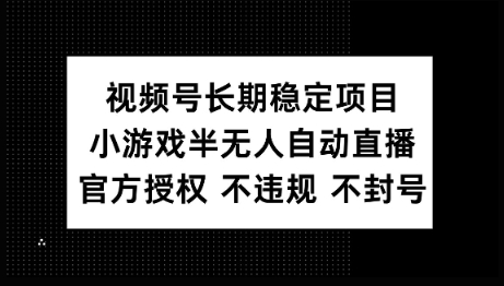 视频号长期稳定项目，小游戏半无人自动直播，官方授权 不违规 不封号-视觉 - 全网资源整合平台 | 网赚教程 项目分享 写真集 软件下载
