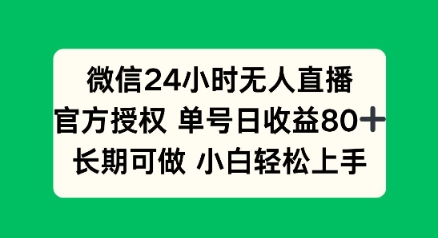 微信24小时无人直播小游戏，单号日收益80+，长期可做小白轻松上手-视觉 - 全网资源整合平台 | 网赚教程 项目分享 写真集 软件下载