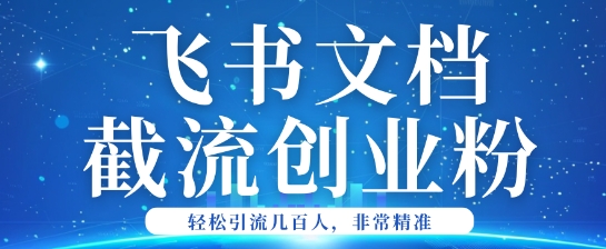 利用飞书文档截流创业粉轻松引流200+-视觉 - 全网资源整合平台 | 网赚教程 项目分享 写真集 软件下载