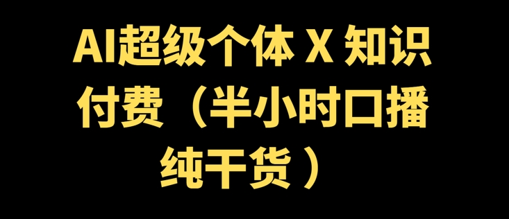 AI超级个体 + 知识付费(半小时口播纯干货 )-视觉 - 全网资源整合平台 | 网赚教程 项目分享 写真集 软件下载