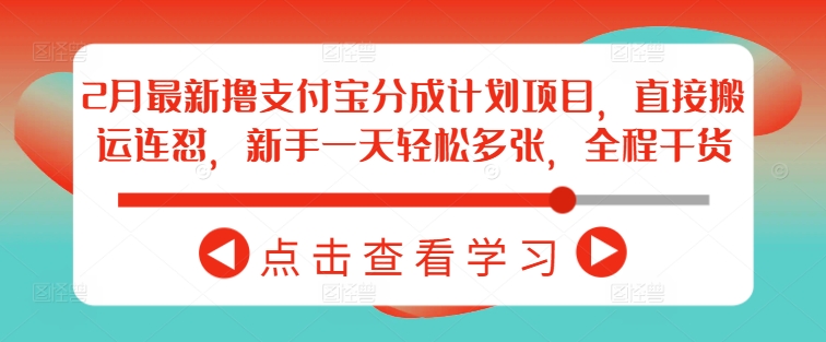 2月最新撸支付宝分成计划项目，直接搬运连怼，新手一天轻松多张，全程干货-视觉 - 全网资源整合平台 | 网赚教程 项目分享 写真集 软件下载